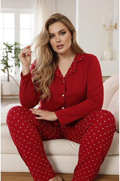 Siyah İnci bordo Desenli Büyük Beden Battal Boy Gömlek Yaka Düğmeli Milan Örm...