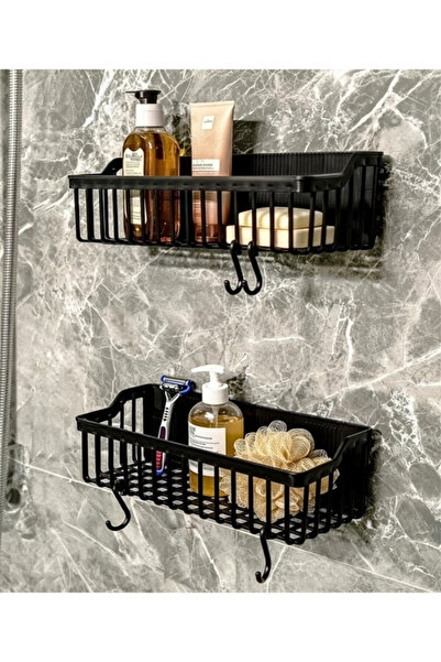 GenelTedarik 2 Li Plastik Yapışkanlı Askılı Mutfak- Banyo Rafı Düzenleyici Du...
