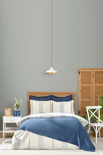 Karaca Home Palermo Indigo Double Yarn Dyed Duvet Cover Bedspread Set