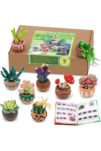 Choice M-9pcs 6/9/15 Pcs Succulent Beginner Needle Felting Kit Felt Tools wit...