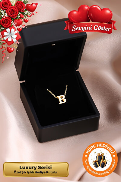 Lucente Jewellery Işıklı Hediye Kutulu B Harfi 925 Ayar Gümüş Kaplama Sevgili...