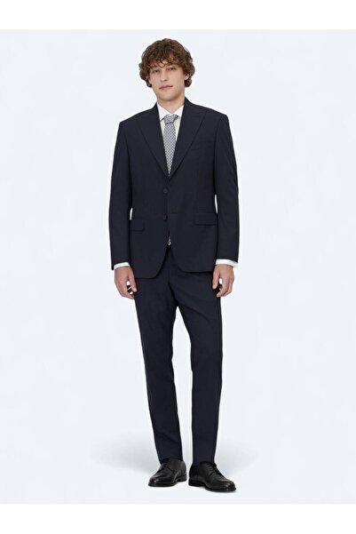 Kip Navy Blue Striped Modern Fit Suit
