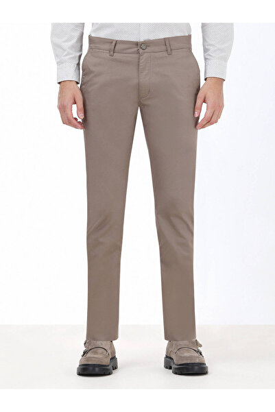 Kip Pantaloni casual din amestec de bumbac, cu țesătură simplă, slim fit