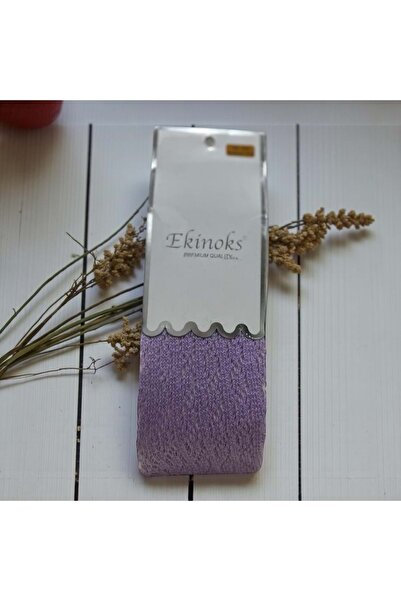 Ekinoks Patterned Seamless Cotton Girls' Tights Lilac