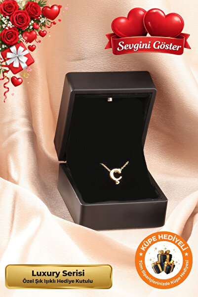 Lucente Jewellery Işıklı Hediye Kutulu Ç Harfi 925 Ayar Gümüş Kaplama Sevgili...