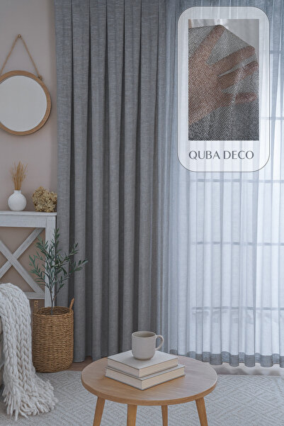 QUBA DECO Modern Doğal Kumlama Efektli Kalın Tül Perde Salon Oturma Odası Yat...