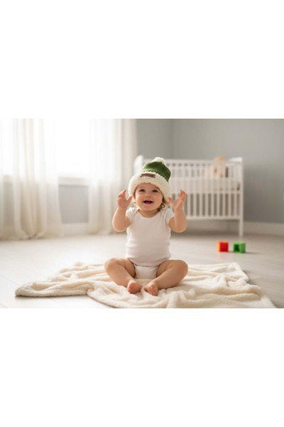 RYZE ÇOCUK Handmade Knitted Baby Hat Beanie Khaki