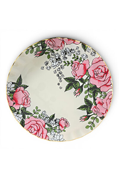 Sudedi Home Sudedi Roseline Altın Yaldızlı 6 kişilik Cam Pasta Tabağı Takımı