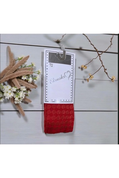 Ekinoks Patterned Seamless Fishnet Girls' Tights Red