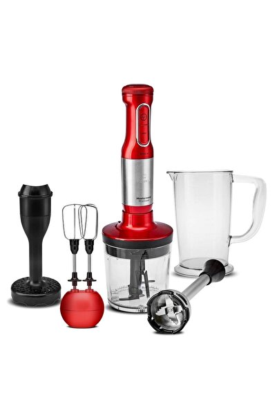 Karaca Mastermaid Prosteel Long Blender Stand 6 Blade Blender Set Red Inox 20...
