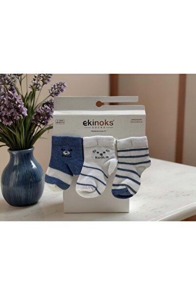 Ekinoks Koala Patterned Triple Baby Socks Blue