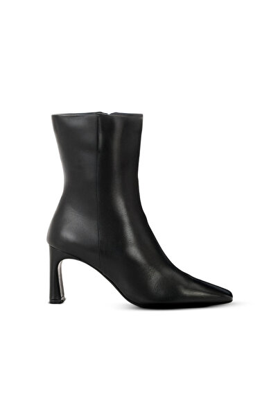 StepMi Hakiki Deri Siyah Topuklu Bot- İtalyan Kesim Kadın Bot