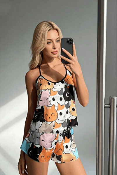 Gece İncisi Σετ σορτς με στάμπα Cat