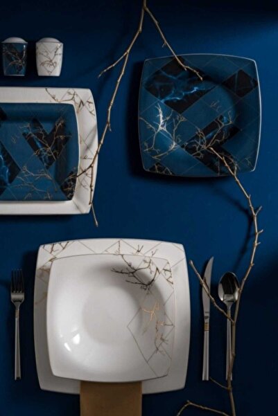 Karaca Fine Pearl Midnight 62 Parça 12 Kişilik İnci Yemek Takımı Kare