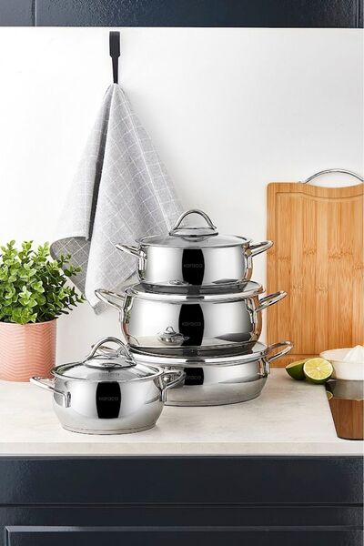 Karaca Set de vase din oțel cu bază de inducție Urla, 8 piese