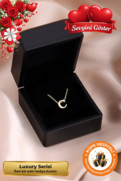 Lucente Jewellery Işıklı Hediye Kutulu C Harfi 925 Ayar Gümüş Kaplama Sevgili...