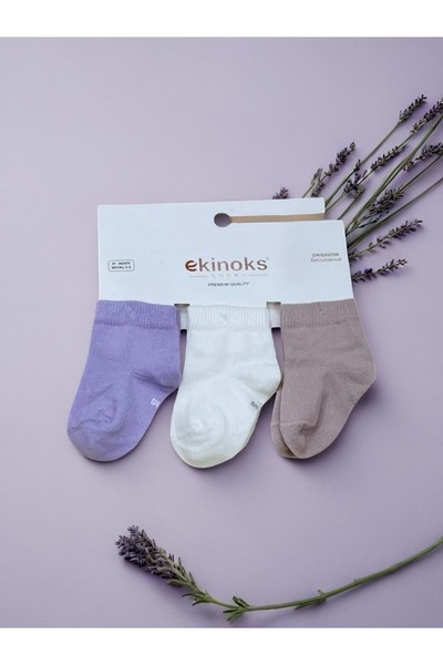 Ekinoks Solid Color Triple Baby Socks Lilac