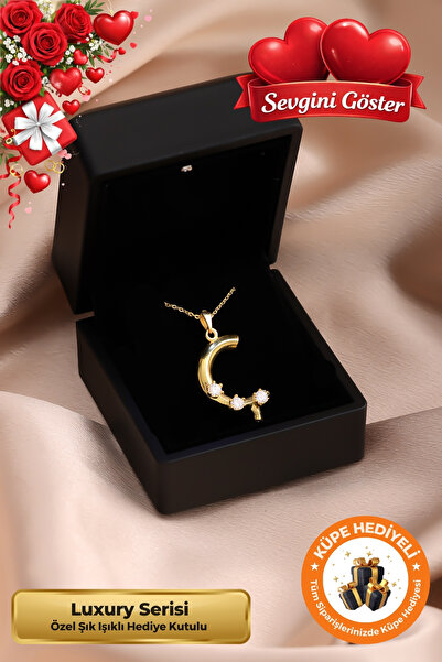 Lucente Jewellery Işıklı Hediye Kutulu Ç Harfi 925 Ayar Gümüş Kaplama Harf Se...