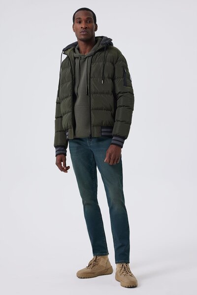 Lee Cooper Geacă de puf pentru bărbați Tiago, kaki