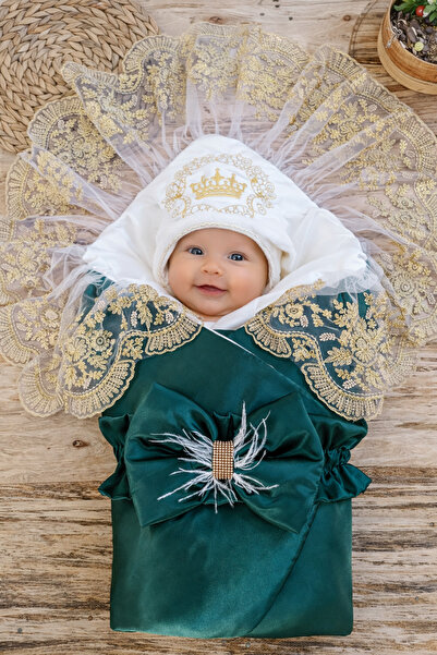 Tomuycuk Zümrüt Gold Lüks Bebek Kundağı Unisex Bebek Dış Kundak Battaniyesi H...