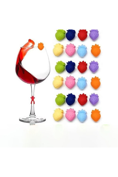 Choice mix color strawberry 12pcs Silicone Wine Glass Marker Juice Champagne ...