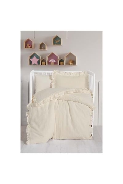 Kanz Unisex Fluffy 2-Layer Muslin Bedding Set Cream
