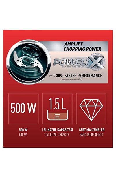TEFAL MasterChop Powelix Maxi 500 Watt 4 Bıçaklı Doğrayıcı Rondo [Beyaz] - 1500637071