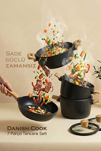 Perotti Danish Cook Black İndüksiyon Tabanlı 7 Parça Tencere Seti