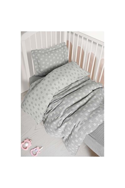 Kanz طقم غطاء لحاف من الموسلين الجاكار للجنسين باللون الرمادي