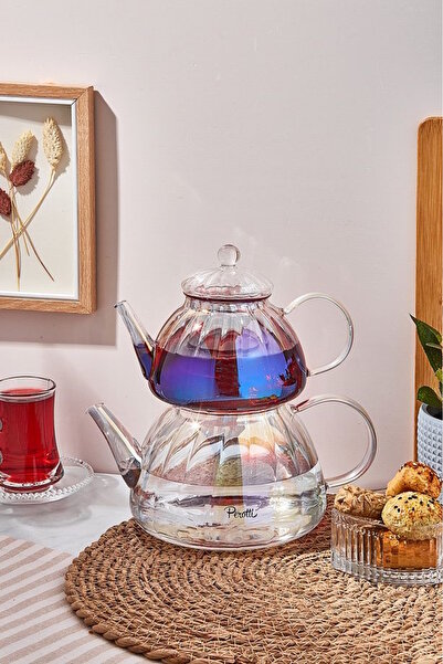 Perotti Vitor Luster Borosilikat Cam Çaydanlık 800ML + 1.5L 16481