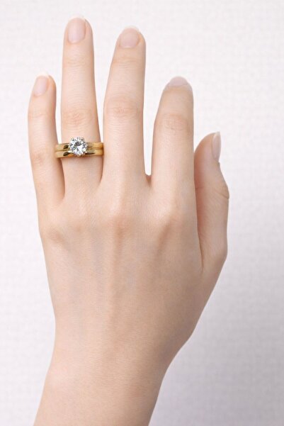 bluecatbijouterie خاتم أحادي الحجر المتلألئ