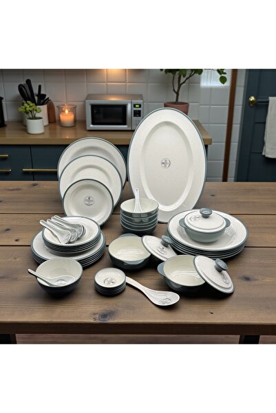 cc bin shihon طقم عشاء ميلامين لونين 40 قطعة ل 6 اشخاص مقاوم للكسر آمن لغسالة...