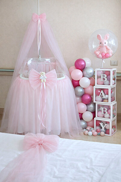 Mutlu Başlangıçlar مجموعة زينة سرير الأطفال من هايال تولدن باللون الوردي الفا...