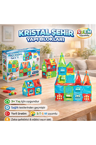 DEDE Kristal Şehir Yapı Blokları | Okul Öncesi Eğitici Puzzle Dikkat-Motor Be...