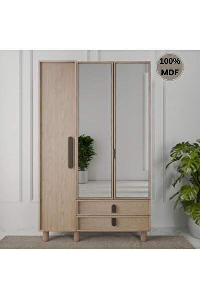 comiet Newton ayaklı tasarım aynalı 3 kapak MDF Gardırop