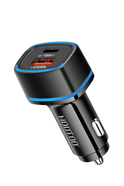 HooToo شاحن سيارة سريع بتقنية PD ٣٨ واط، منفذين Type C + USB-A