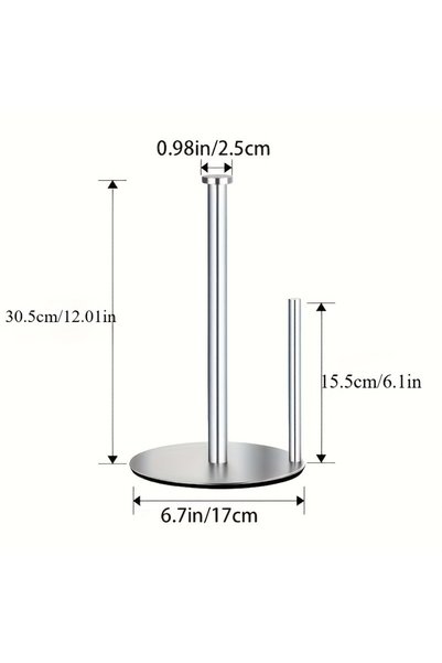 Choice Silver Stainless Steel Kitchen Roll Holder with Weighted Base - Heavy-...