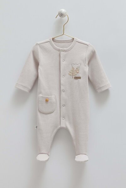 Caramell Hello Forest Pocket Detailed Buttoned Jumpsuit Gray