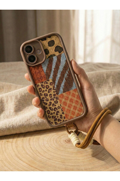 OSG غطاء هاتف فاخر متوافق مع آيفون 16 بلس مع حماية للكاميرا وسوار بنمط جلد الفهد