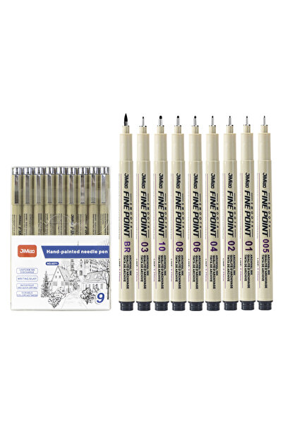 Choice مجموعة أقلام رسم دقيقة سوداء مكونة من 9 قطع (6/9/12 قطعة) للرسم والتخطيط.