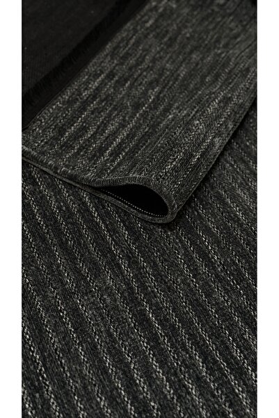 Seloria Home Antrasit Şönil Yıkanabilir Dokuma Kaymaz Taban Halı Kilim Yolluk