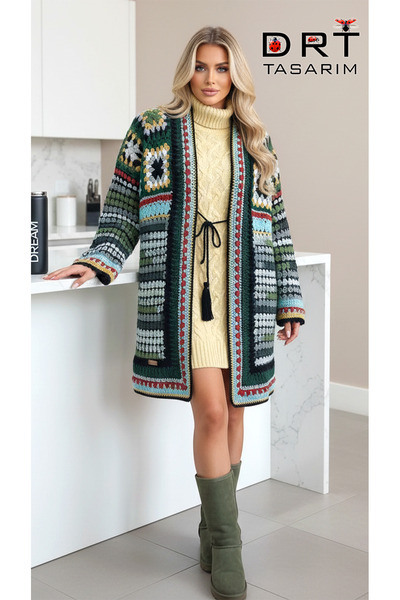 drt tasarım Women's Green Cardigan m |   Spring-Summer |   Mother's Day Gift