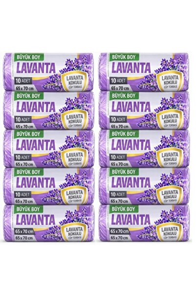 coverest Büyük Boy Lavanta Kokulu Büzgülü Çöp Torbası - Poşeti 65x70cm 60 Lit...