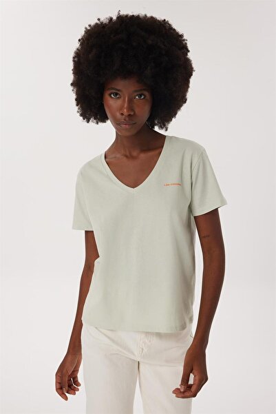 Lee Cooper Lola Women's 100% Cotton V-Neck T-Shirt Mint