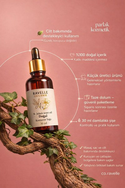 Ravelle %100 Saf Sarı Kantaron Yağı 30 ml– Doğal Cilt Onarımı&Leke Bakımı |Hy...