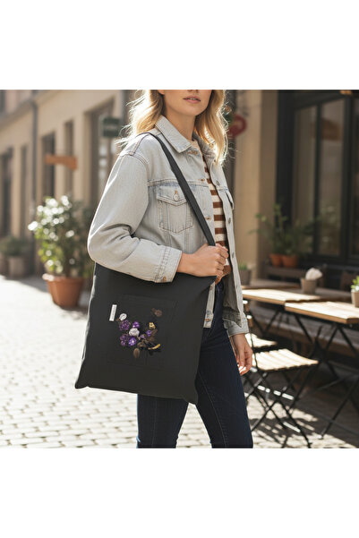 Bordglow Siyah Bez Çanta- Gabardin Kumaş -Bordglow