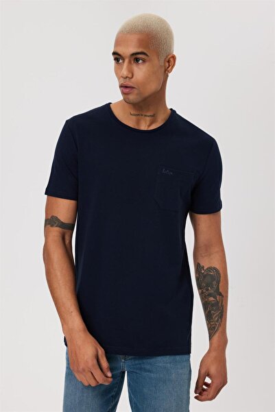Lee Cooper Twingo Men's 100% Cotton O-Neck Pique T-Shirt Navy Blue