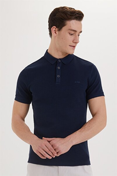 Lee Cooper تي شيرت تايلين رجالي 100% قطن بياقة بولو باللون الأزرق الداكن