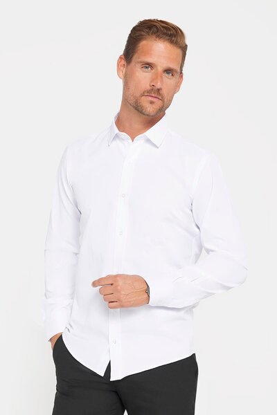 Bymen67 Men's Slim Fit Long Sleeve Dacron Shirt