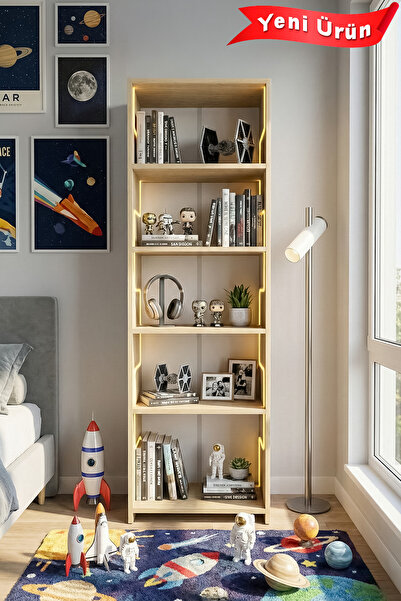 Platinreyon LABİRENT LEDLİ AÇIK KİTAPLIK Açık Meşe